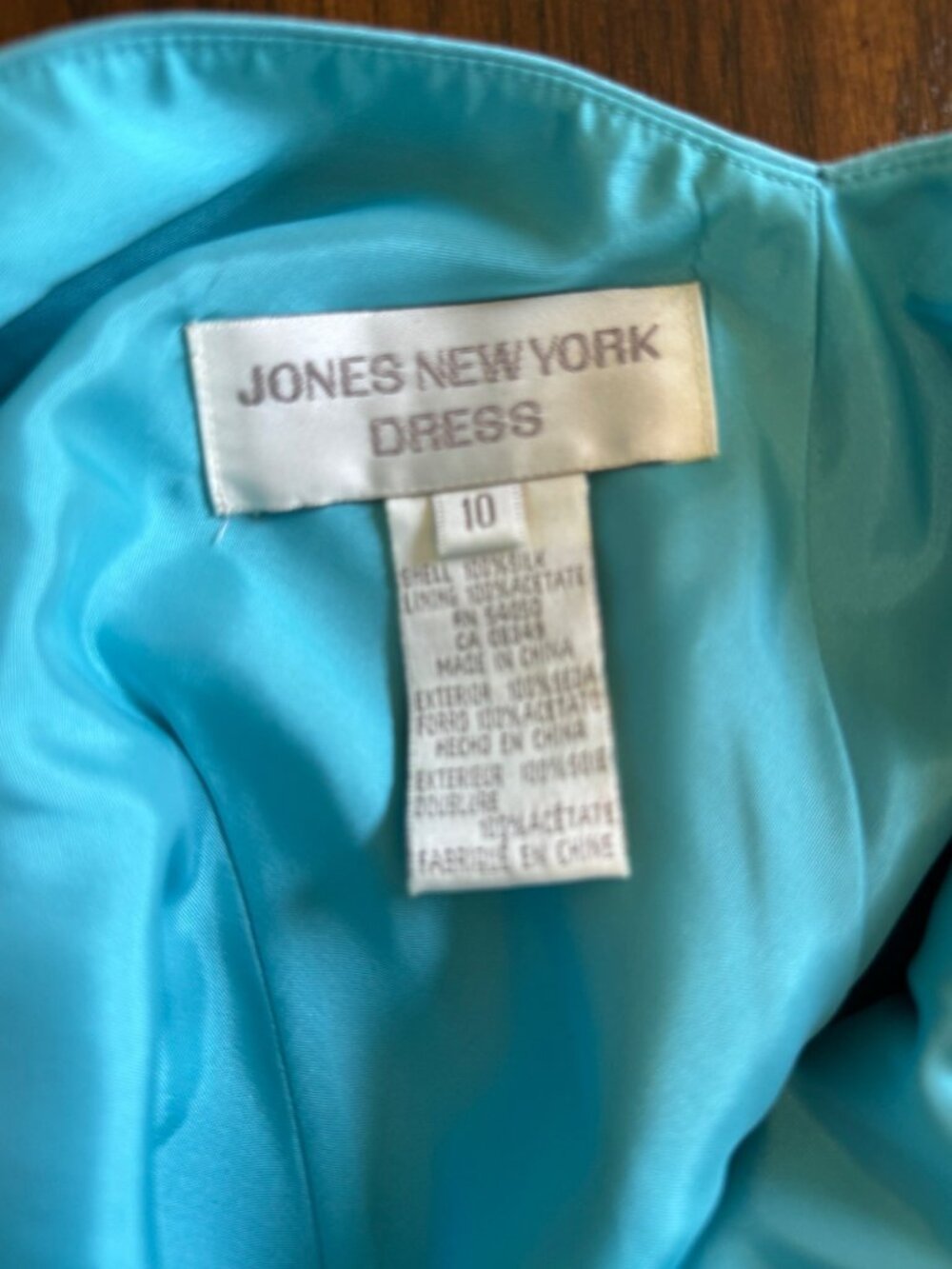Vintage Jones New York Aqua Dress Slip Silk Vneck Satin Lightweight Short 10 - Picture 5 of 9